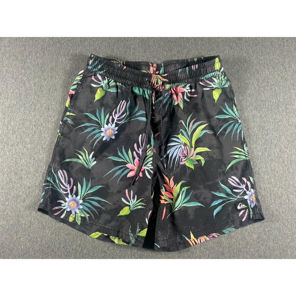 Quiksilver Tropical Floral Print‎ Swim Trunks, Size Small